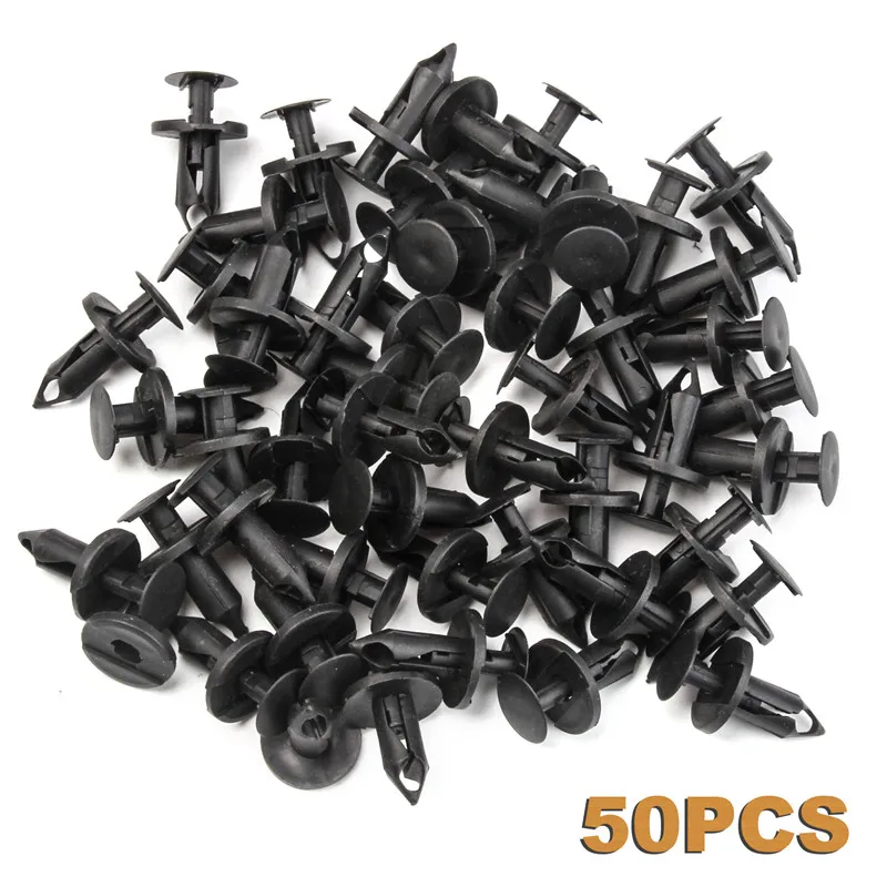 50PCS Fit 8mm Dia Hole Door Bumper Fender Cover Trim Clip Car Fastener Black Push Retainer Rivets Clips for  Automobile