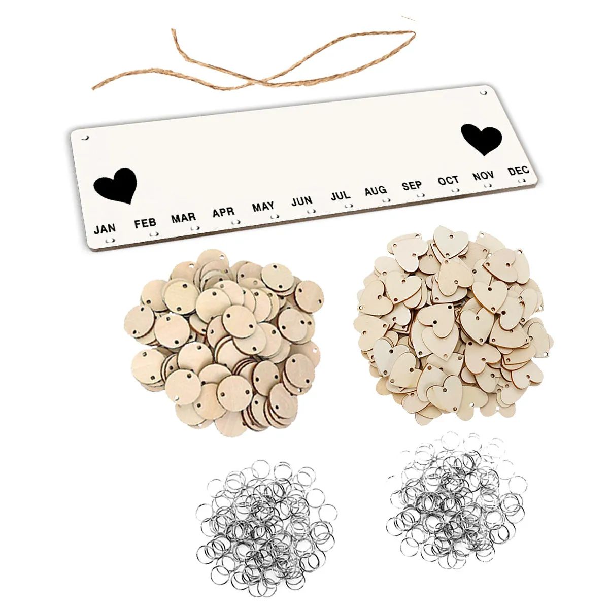 

Wooden Birthday Reminder Board Round Heart Chip Design Hanging Calendar for Home Office Decor DIY Date Display Ornament