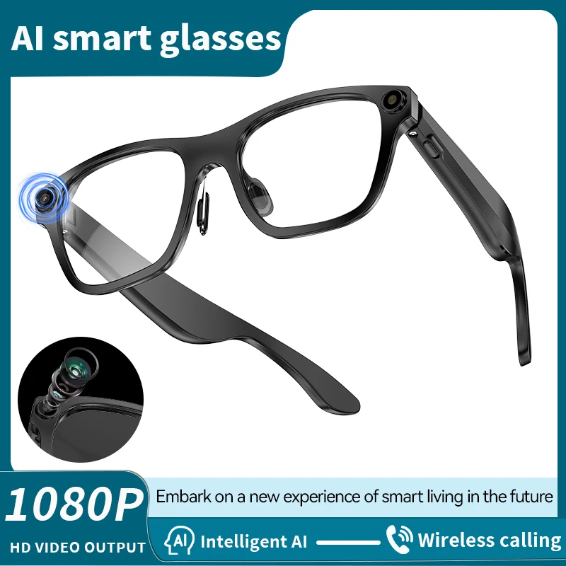 

Умные очки с передачей Wi-Fi 1080P, запись видео, AI, распознавание фотографий, отвес, перевод, аккумулятор 220 мАч, Bluetooth-очки
