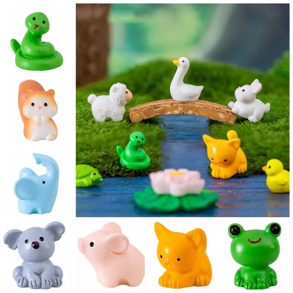 Cat Duck Sheep Squirrel Frog Turtle Animals Micro Landscape Ornaments Cute Handmade Zodiac Animals Miniatures Realistic