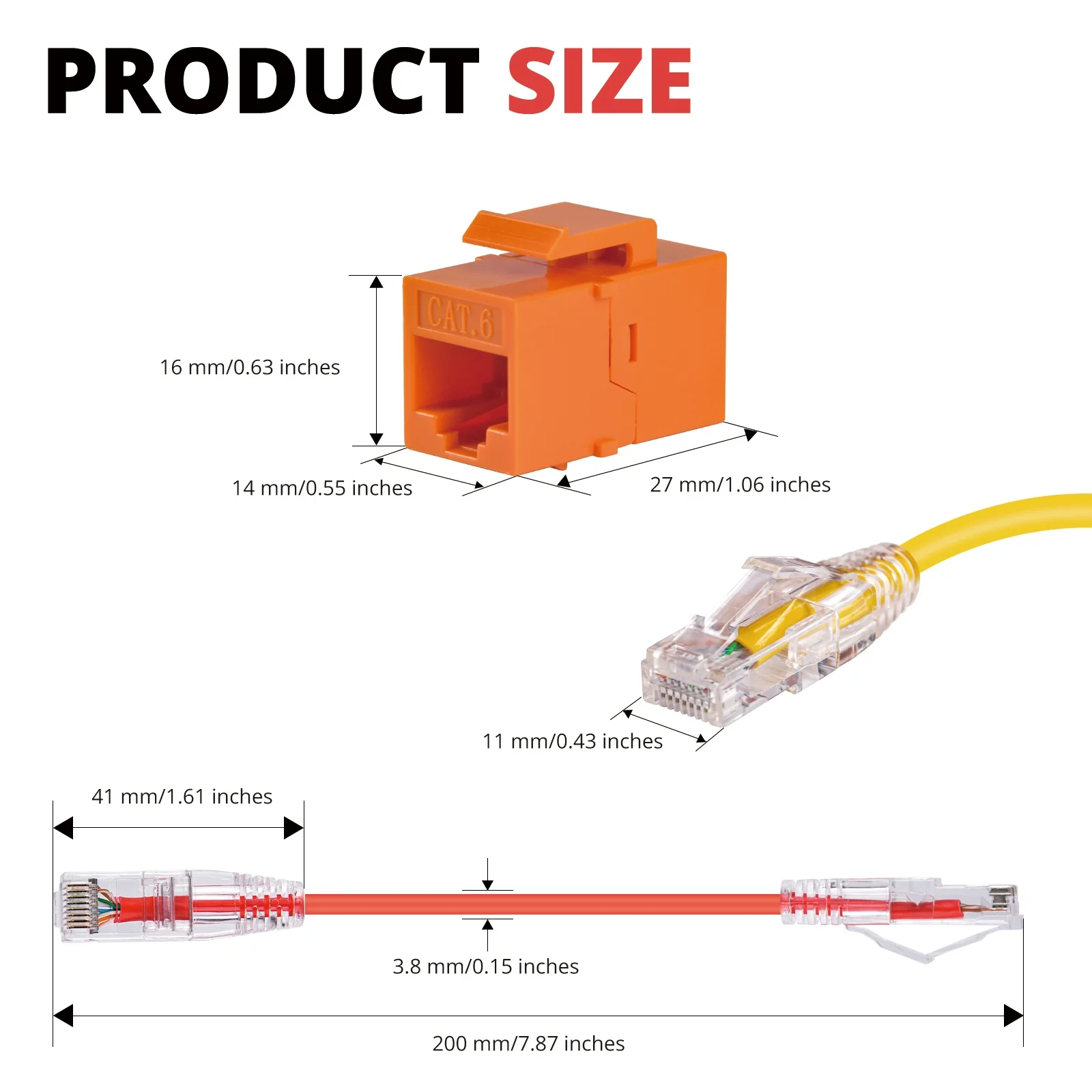 Zestaw 12 gniazd Keystone RJ45 Cat6A do montażu w panelu, z kablem sieciowym 0,2 m, zestaw do zarządzania kablami z kodowaniem kolorystycznym. — zdjęcie produktu 2