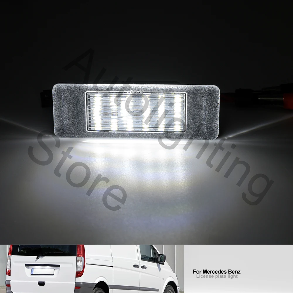 2Pcs Can-bus LED License Number Plate Light Lamp White Car For Mercedes Benz Sprinter 906 2006-/ Viano W639 2003-/ Vito W639