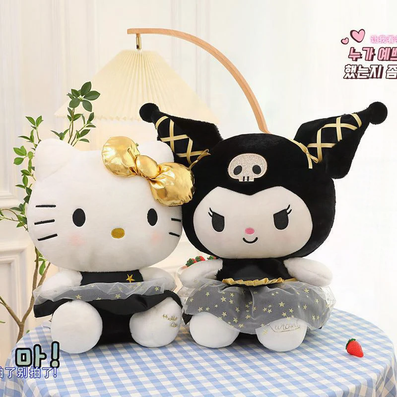 

Sanrio Kawaii Black Gold Hello Kitty Large Plush Toy Anime Cute Kuromi Stuffed Doll for Kids Birthday Xmas Gift Popular Online
