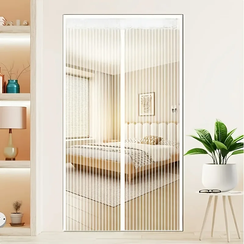 Magnetic Fly Screen - Automatically Closing No-Drill Screen Door Curtain,Balcony Safety Netting, Sleek Mesh Design