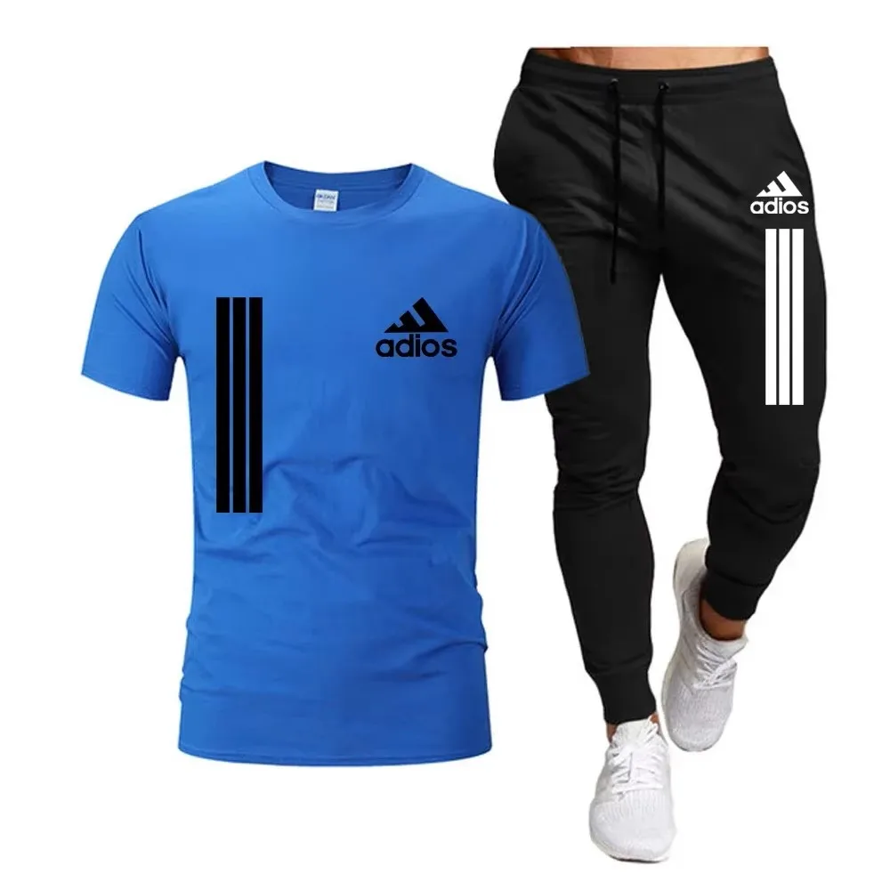 Men\'s casual short-sleeved sportswear two-piece shirt and pants Spring/Summer 2024 fashion