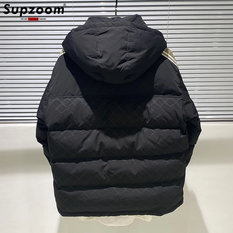 Supzoom 2022 New Arrival Top Fashion Brand Loose Winter Large Letters Patchwork Warm Plaid Padded Coat Casual Down Jacket