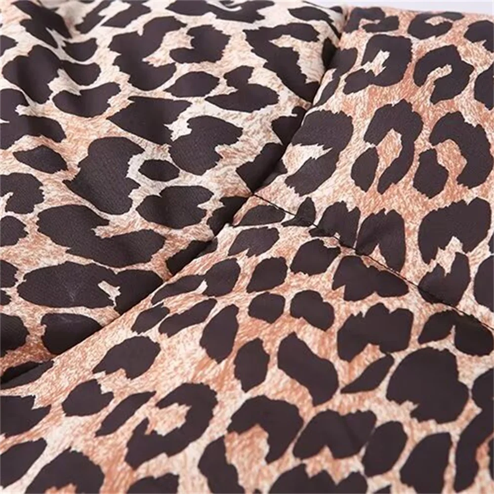 PB&ZA 2024 Early Autumn New Women\'s Fashion Versatile Stand Collar Long Sleeve Zipper Leopard Print Jacket