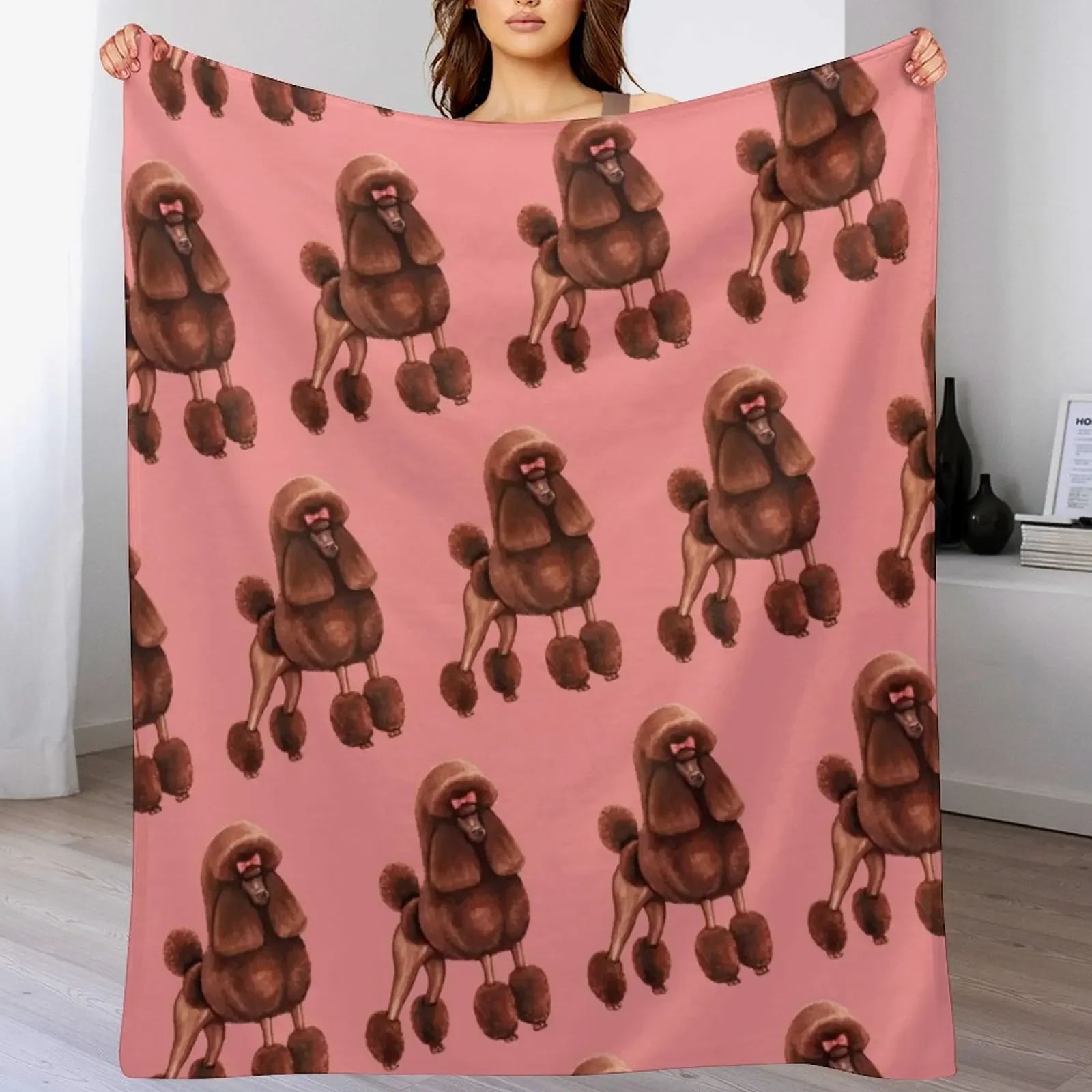 

Poodle Pattern - Pink Throw Blanket Sofas Sofa Soft Plaid decorative Blankets