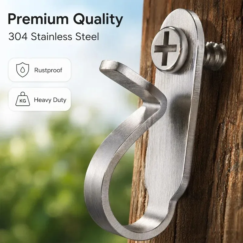 Heavy Duty Stainless Steel Screw Hooks Wall Mounted for Towel Coat Hat Plant Hanger Outdoor Lights U Shape Curved Anti Slip Rust