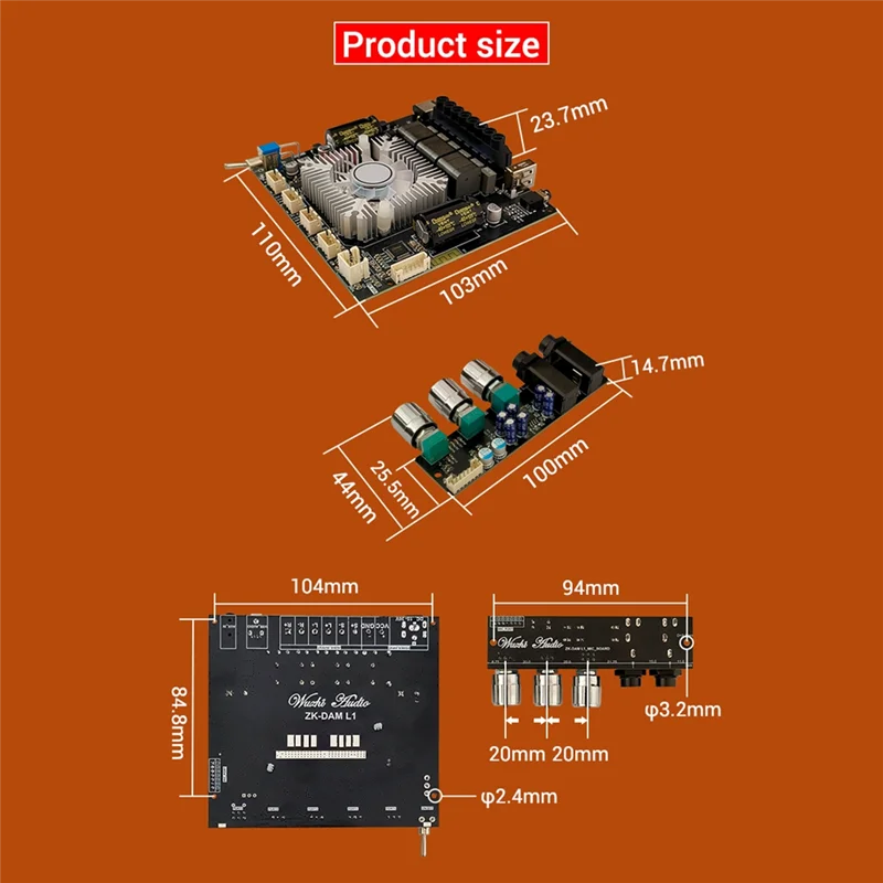 X12A-ZK-DAM L1 مضخم الطاقة الرقمي مجلس ستيريو 2X220 واط + 350 واط مضخم الصوت وحدة مضخم صوت بلوتوث مع سلك محمي B