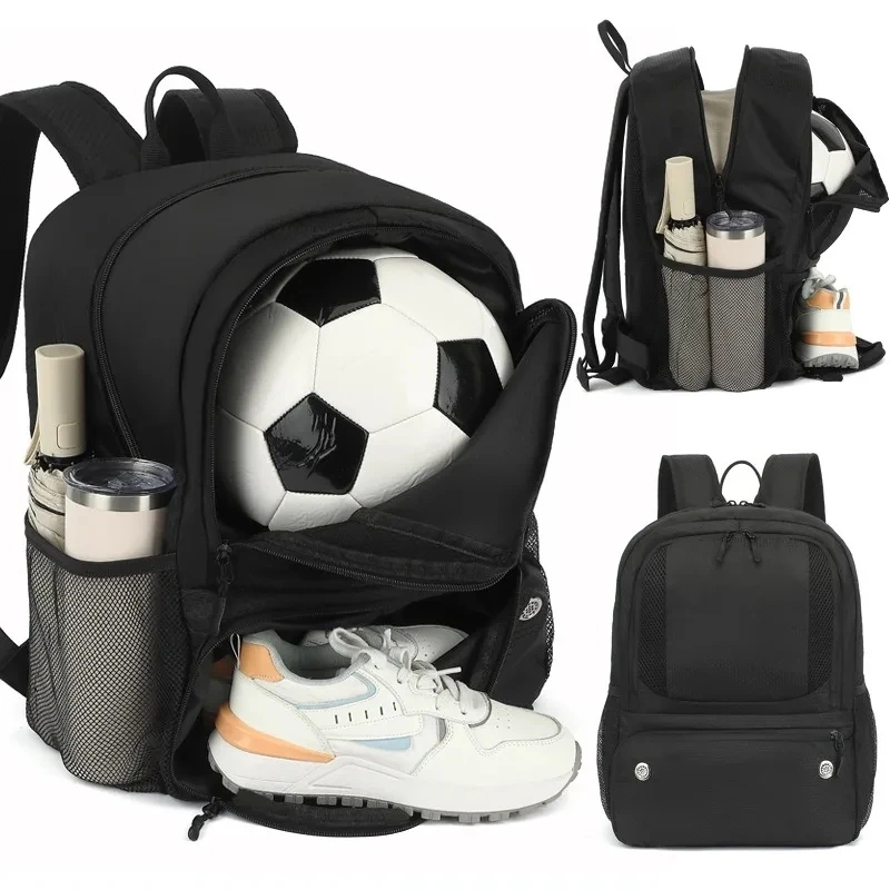 Bolsa de futebol com mochila, bolsa impermeável para equipamento esportivo, bolsa de voleibol e basquete para atividades ao ar livre, confortável e prática.