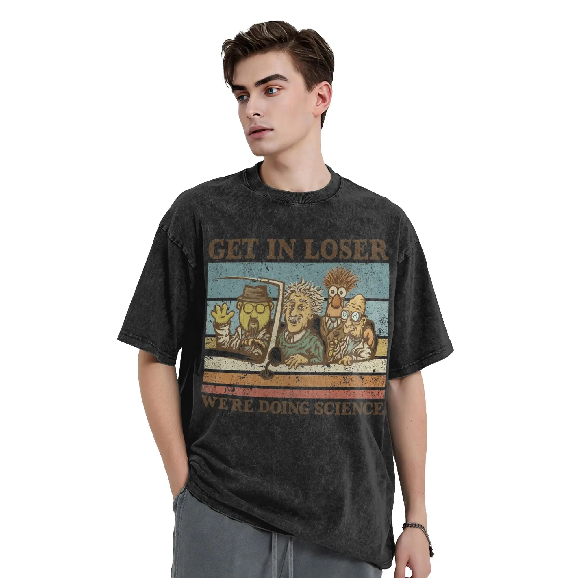 Washed T Shirts We're Doing Science Breaking Bad Hip Hop Retro T-Shirts Oversize Streetwear 100% Cotton Tops Tee Shirt Men Women
