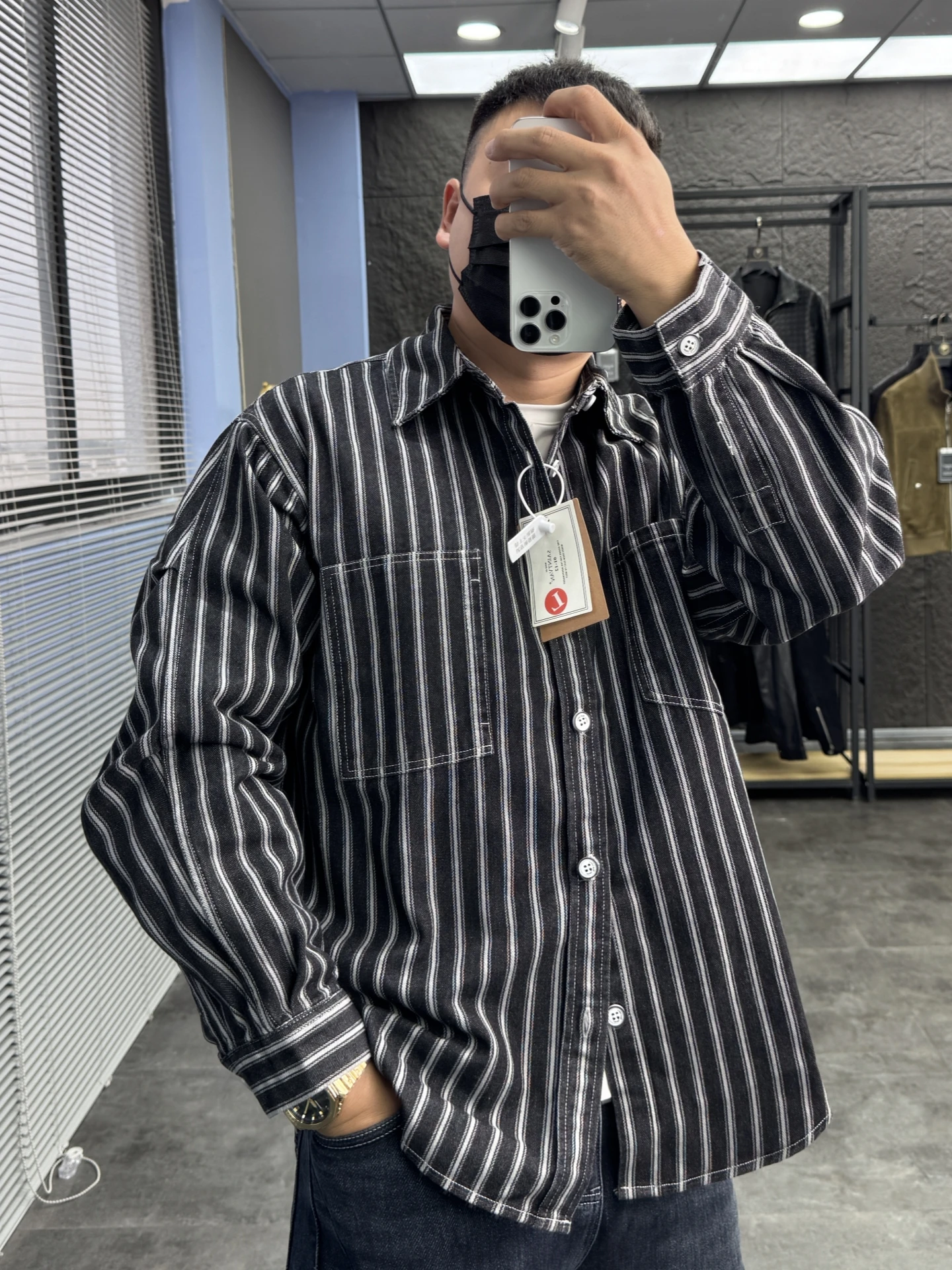 

Svip American Stripe irt Jaet Men's Casual Loose Thiened Denim Coat Spring Autumn Winter Comfortable Flip Collar