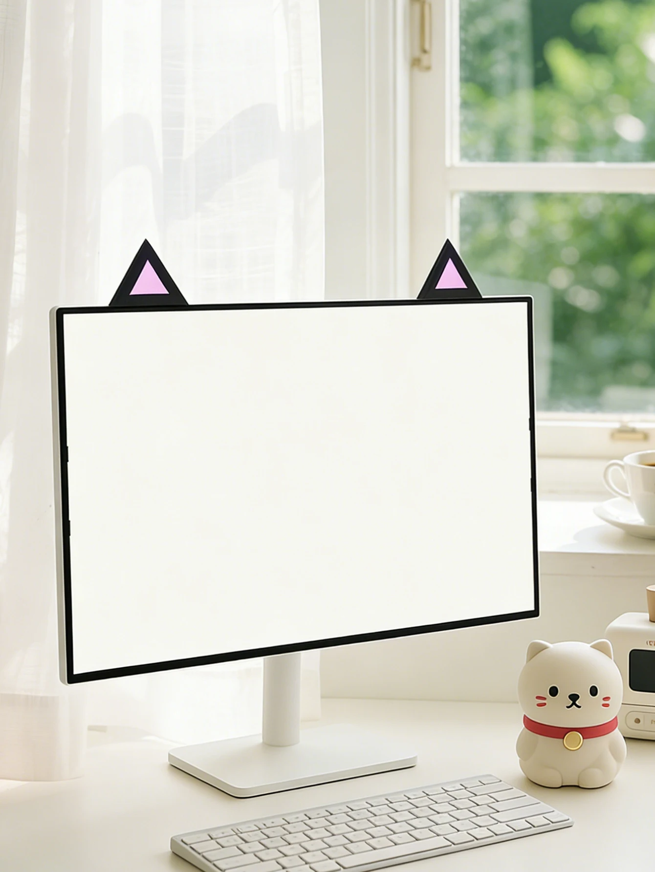 Niedliche Computer-Monitor-Dekoration, rosa Schleife, Katzenohrform, Ornamente, Kawaii-Desktop-Dekoration für PC, Laptop, Zimmer, Schreibtisch, Dekoration, Mädchen-Geschenk – Detail 37