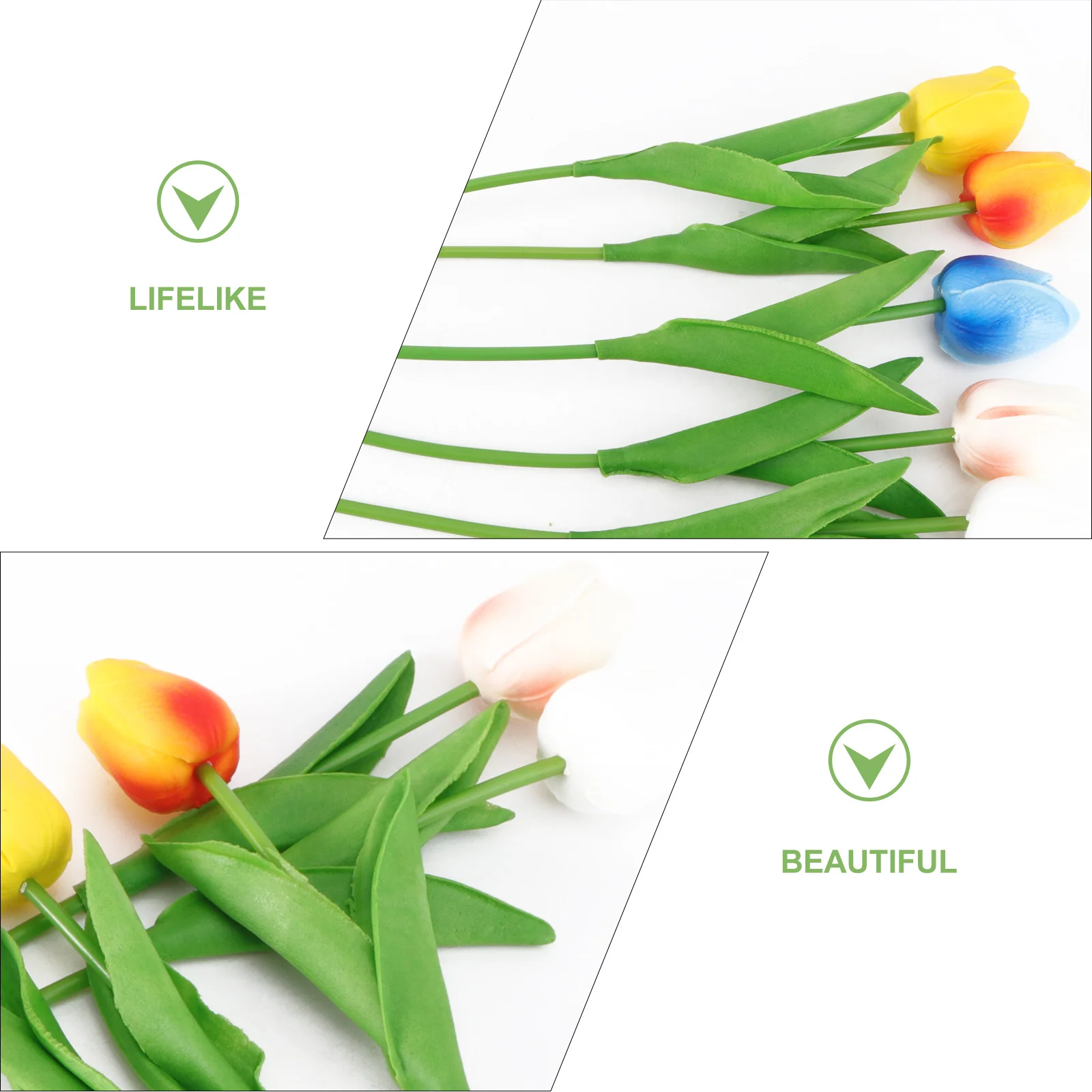 

5pcs Simulation Tulips Flower Artificial Decor For Home Wedding Party Vivid Tulips Bouquet Long-Lasting Color No Fade