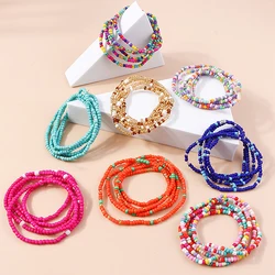 Bohemian Handmade Beaded Bracelet for Women Summer Multi Layer Colorful Beads Chain Bangles Girls Boho Jewelry Wholesale In Bulk