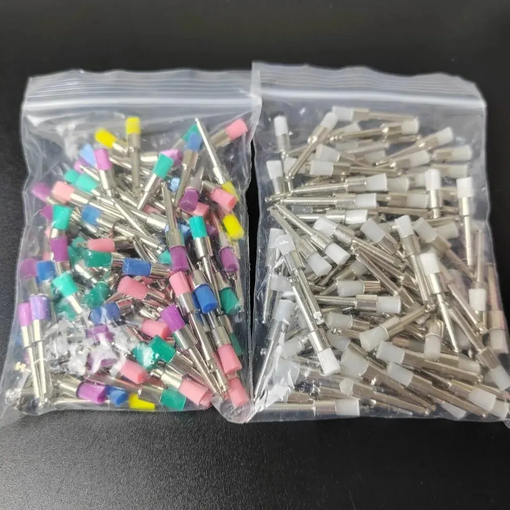 100PCS Dental Prophy Brush Polishing Dentist Consumables Disposable Flat Type Nylon Teeth Whitening Clean for Dentistry Material