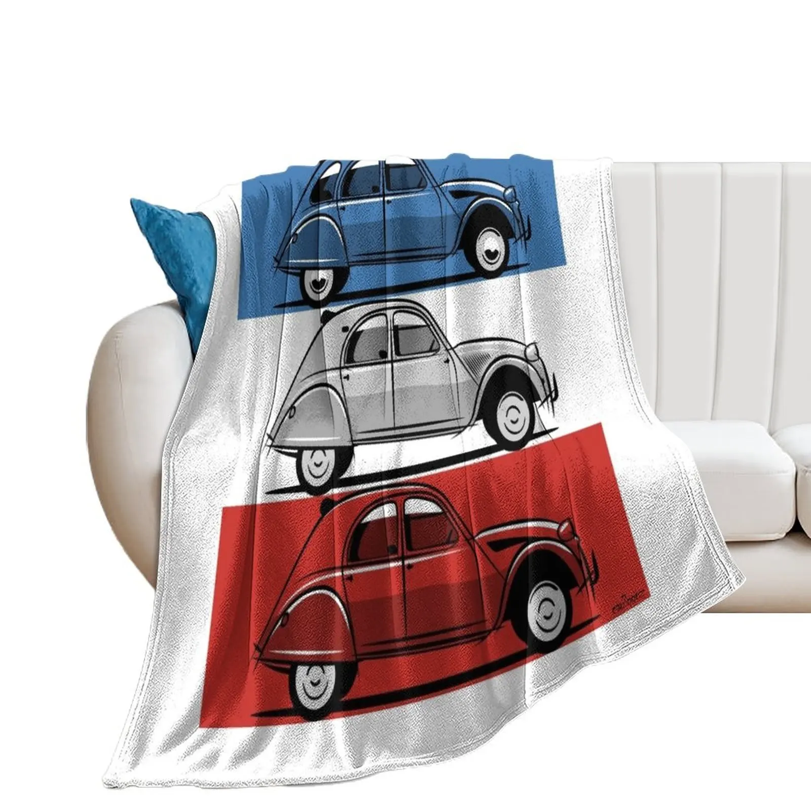 Citro?n 2CV red, white and blue Throw Blanket Camping Giant Sofa Single Blankets