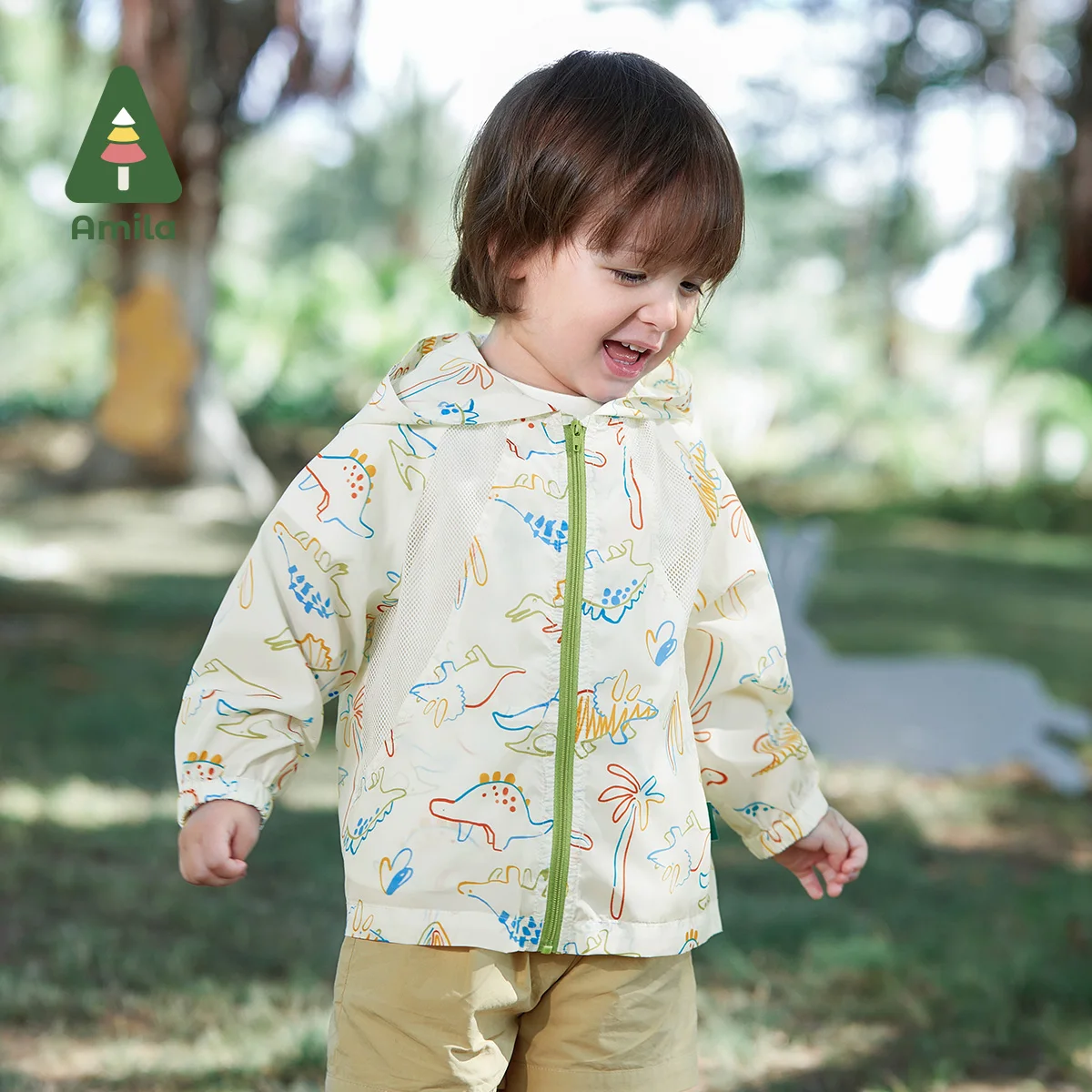 

Amila 2023 Summer New in Coats Jackets Children's Cute Dinosaur Cartoon for Boys Girls Sunscreen Breathable Baby Clothing Outer