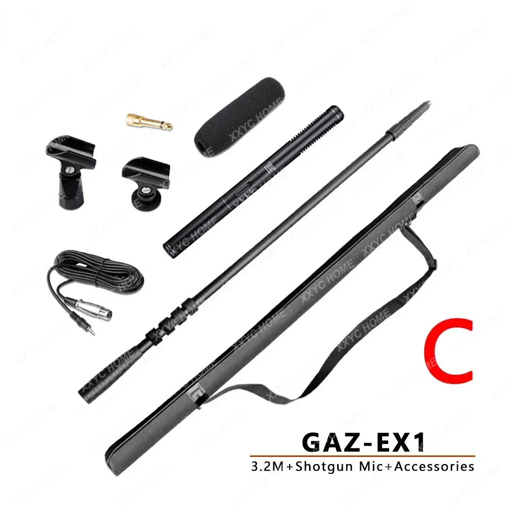 Professional Outdoor Interview Film Video Recording kit Meeting Shotgun Microphone Extension rod Shrink Crew Bar Carbon Boom Mic