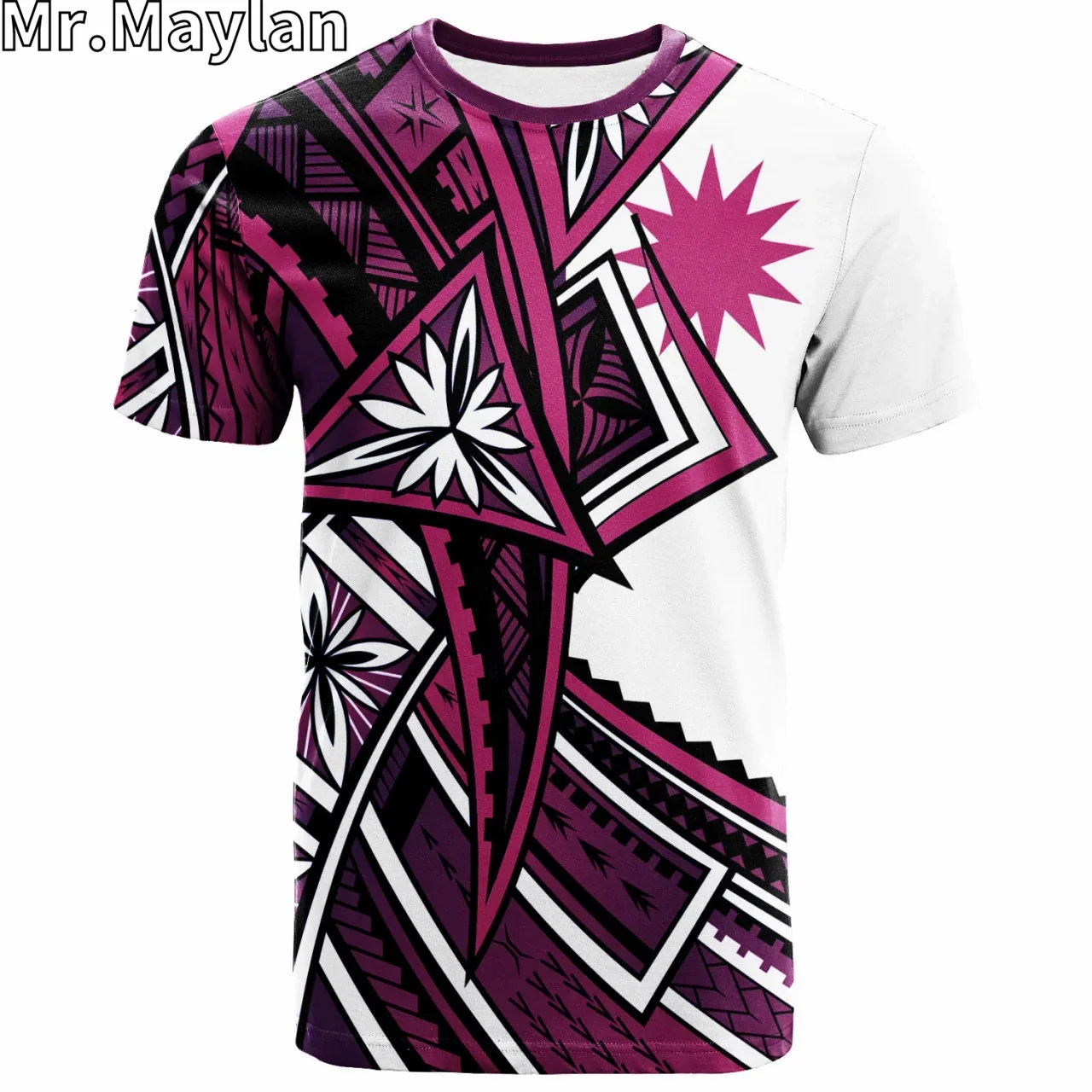 

Оригинальная полинезийская 3d-футболка Nauru с особым цветочным рисунком фиолетового цвета для мужчин и женщин, Футболки унисекс