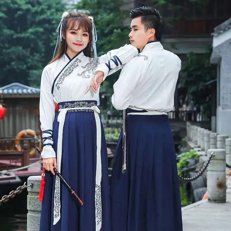 

S-5XL Hanfu ancient style swordsman suit Chinese style childe ancient costume men women two-piece set Cosplay Clothing