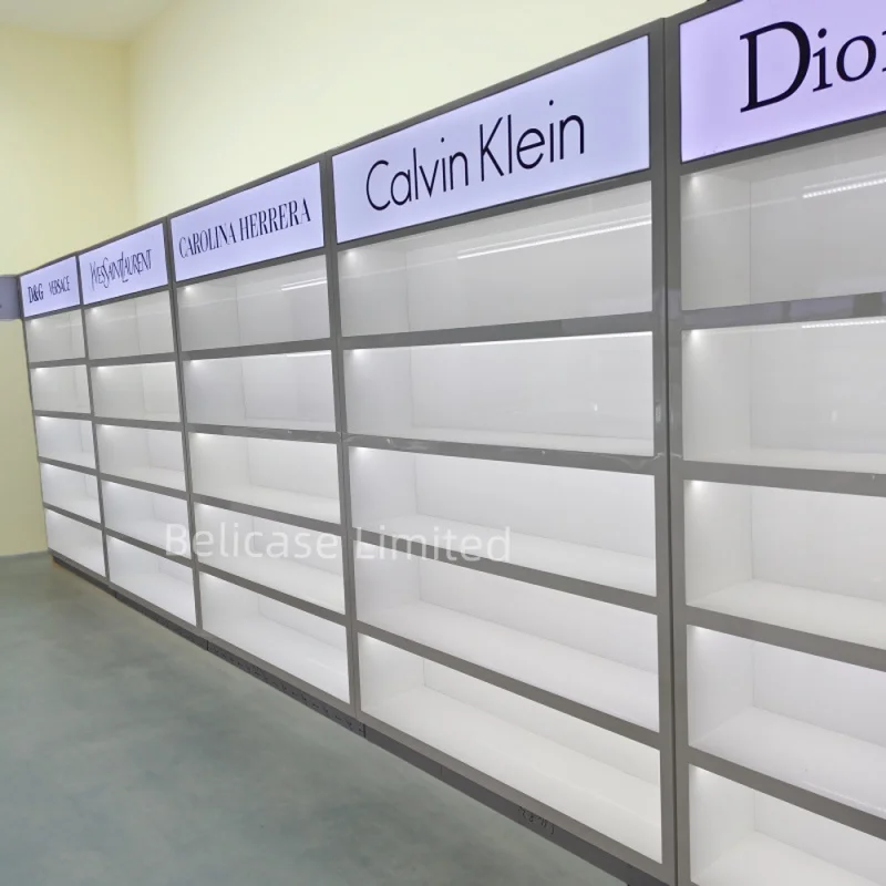 customized.High End Perfume Shopping Mall Counter Display Cabinet with Lighting Perfume shop Luxury Perfume Showcase