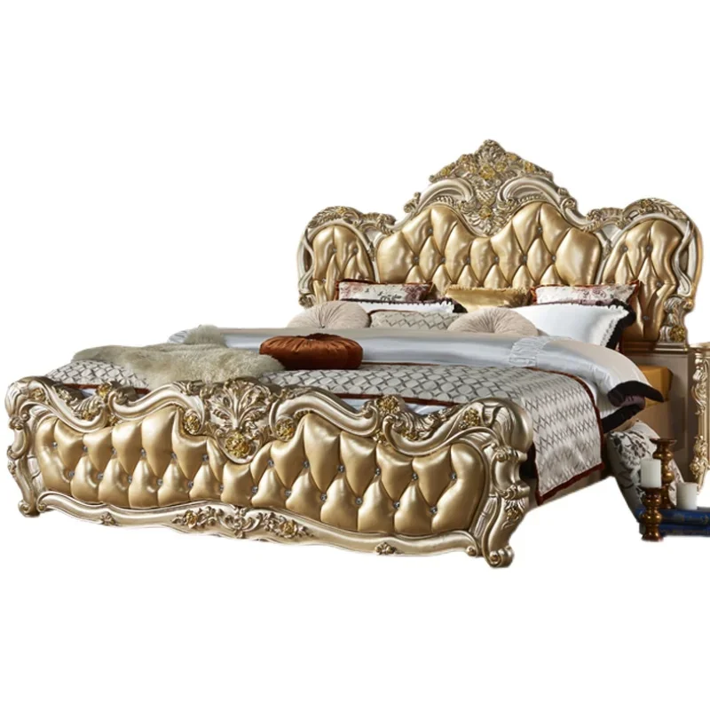 Unique Vintage Bed Aesthetic Modern Nordic Bedroom Double Bed King Multifunctional Luxury Camas Matrimonial Home Furniture