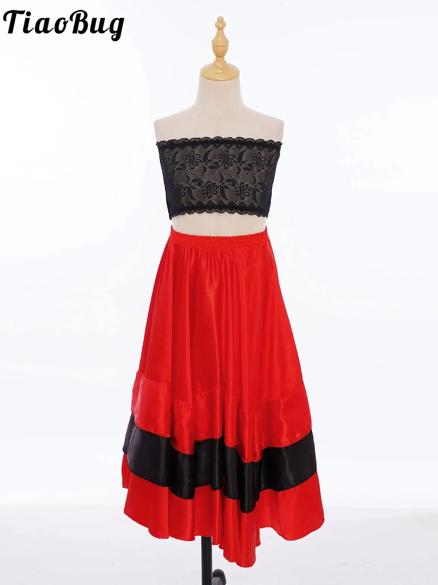 Criança meninas cigano espanhol flamenco saia outfits cetim grande balanço saias carnaval festa de salão dança do ventre festival palco traje