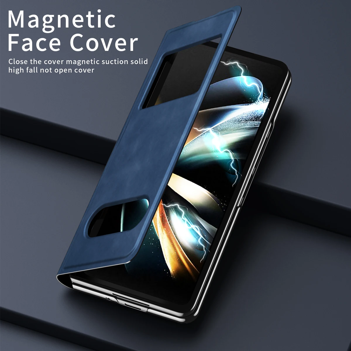 Retro Magnetic Flip Book For Samsung Galaxy Z Fold 5 4 ZFold5 Case Vintage Dual Window View Magnetic Leather Stand Holder Cover