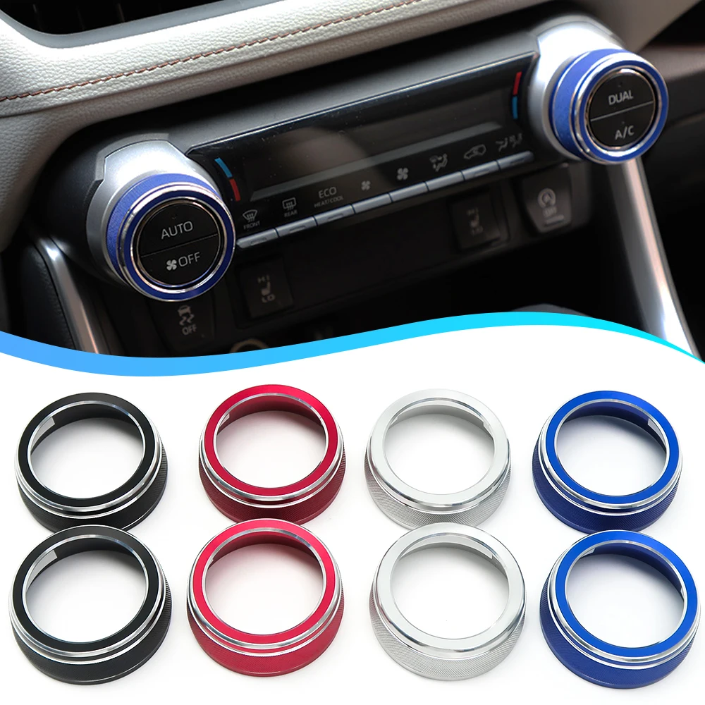 

2019 2020 2021 2022 For Rav4 XA50 2Pcs Aluminum Alloy Interior Central Rear AC Air Vent Outlet Ring Cover Trim