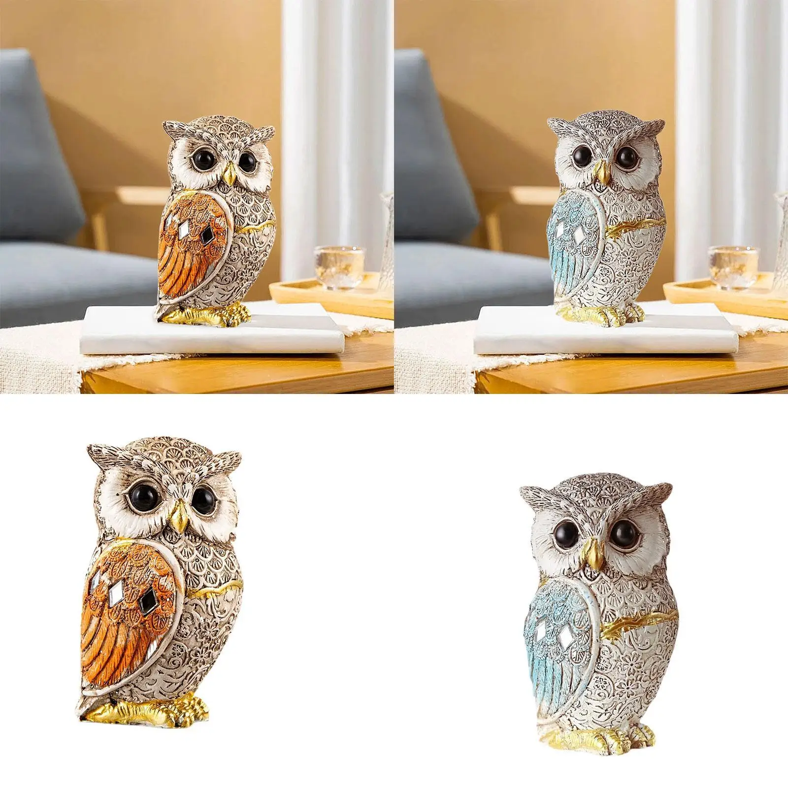 Owl Statue Table Desk Living Room Bookshelf Modern Versatile Ornament Bedroom Animal Figurine Sculpture Gift for Birds Lovers