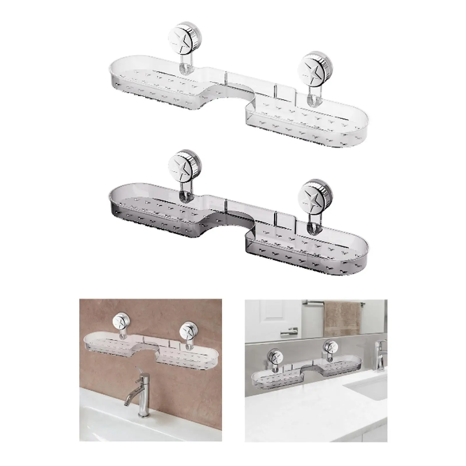 

Bathroom Storage Rack Wall Shelf Stylish Multipurpose Suction Cup Shelf Bathroom for Household Toilet Hotel Farmhouse Apartment