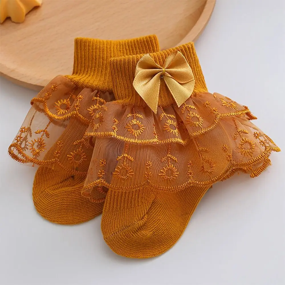 

Spring & Summer Thin Baby Girls Lace Socks Double-Layer Comfortable Infant Bow Socks Super Soft Toddler Ruffle Ankle Socks