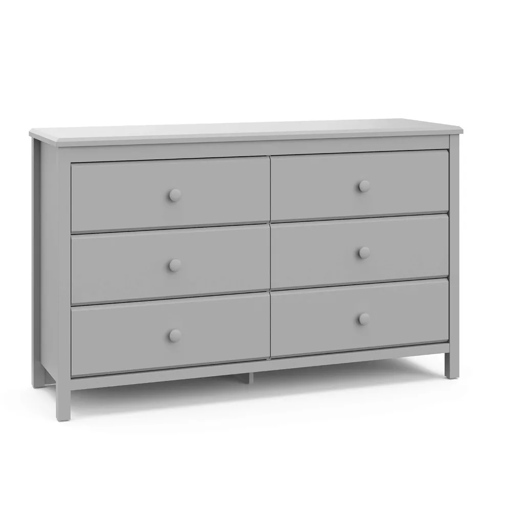 Armário duplo para berçário, 6 gavetas Double Dresser for Kids, Green Pebble Grey, Ouro certificado