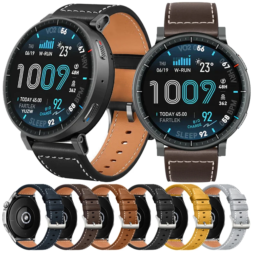 Bracelet en cuir 20 22 mm pour Amazfit Active Max 48 mm/BALANCE 2/Bip 6 5 UNITY, bracelet de montre pour HUAWEI GT 6 GT6 Pro, bracelets souples