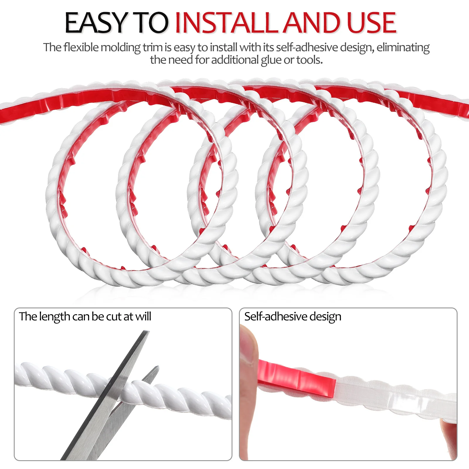 

Flexible Molding Trim PVC Wallpaper Border Peel Stick Wall Corner Moulding Durable Elegant Simple Design Multi Use