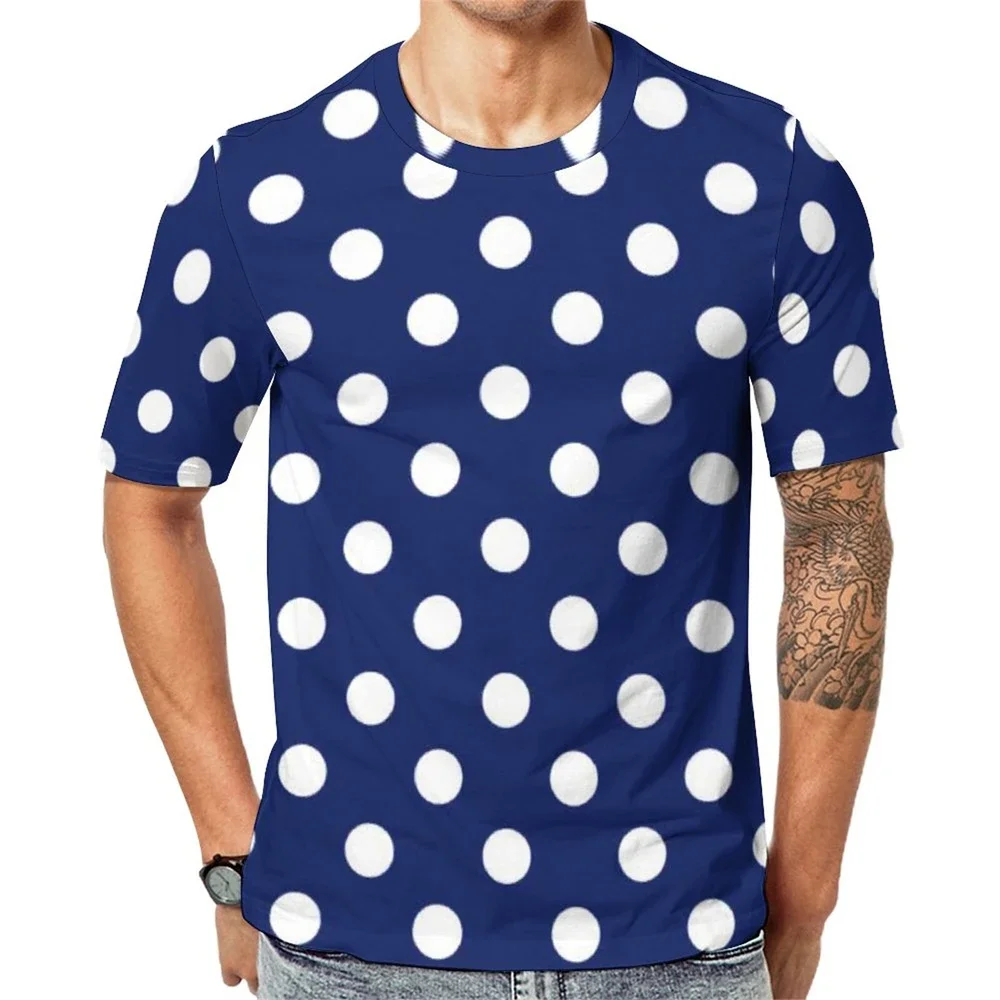 Atmungsaktive Strand-Neuheiten-T-Shirts mit Design, Übergrößen-Oberteile, weißes und rot gepunktetes T-Shirt, Vintage-Punkte-Print für Paare, Y2K-Gym-T-Shirts – Detail 10