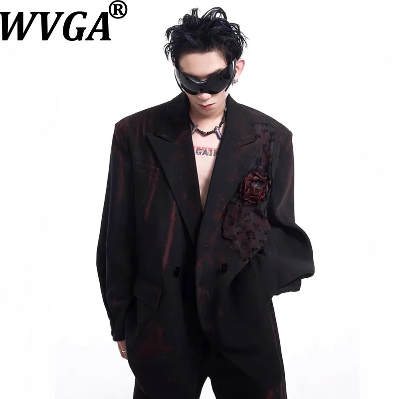 

WVGA Spring Autumn New Man Hand-painted Graffiti Trendy Long Sleeve Blazer Niche Chic Casual Turn-Down Collar Jackets Ins W21517