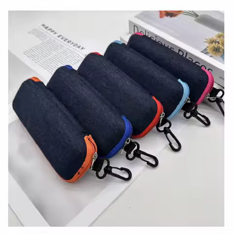 Fashion Denim Fabric Glasses Box Zipper Sunglasses Protection Container Eyeglasses Case Reading Glasses Organizer Carry Bag