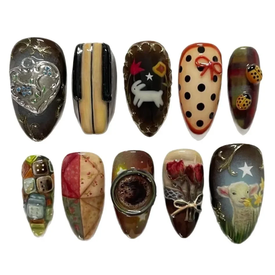 24 قطعة أرنب الأغنام الورد الصحافة على وهمية مسمار متجدد الهواء مدينة اللوز مسمار الفن للنساء والفتاة التغطية الكاملة مسمار نصائح DIY بها بنفسك ارتداء اليومي #5