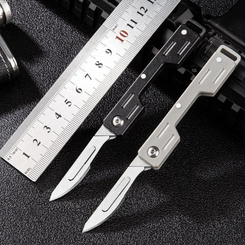 Plastic handle Mini Performance folding Mechanical Cost Scalpel Medical folding knife EDC Outdoor Unpacking pocket knife image 4