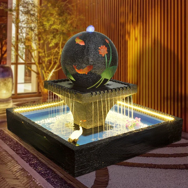 Water Ball Flowing Water Ornaments Waterscape Circulating Water Fountain Landscaping Living Room Garden Courtyard Fish Pond