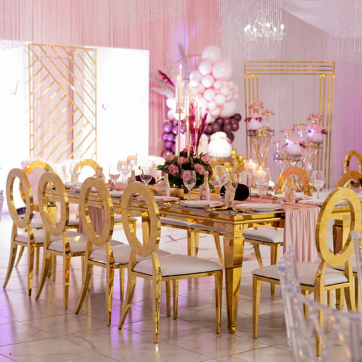 4pcs/24pcs/6pcs/12pcs)High Quality Hotel Events Dining Furniture Gold Metal Iron Event Chairs Stainless Steel Wedding Chair