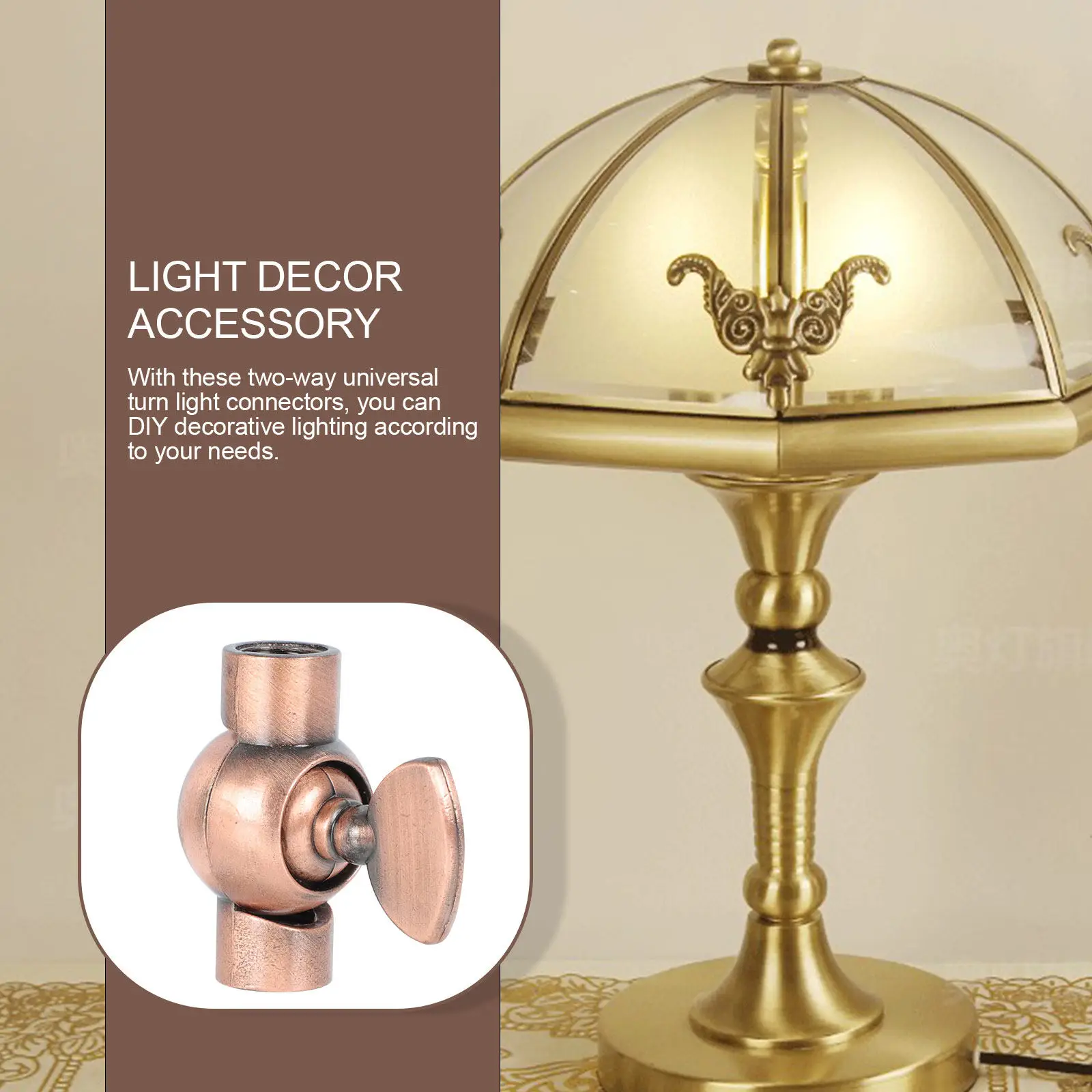4Pcs Double-Way Turn Lamp Connector High-Quality Metal Long-Lasting Two-Way Joint for DIY Lighting Decor Vintage Wall Lamp