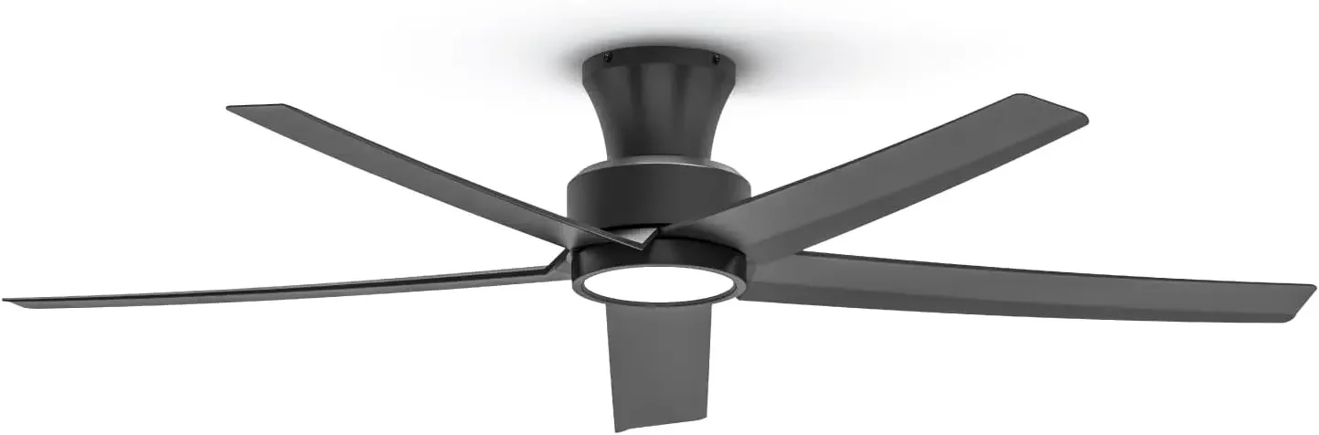 52 inch Ceiling Fans with Lights, Large Air Volume Ceiling Fans with Reversible Quiet DC Motor and Remote（Black）