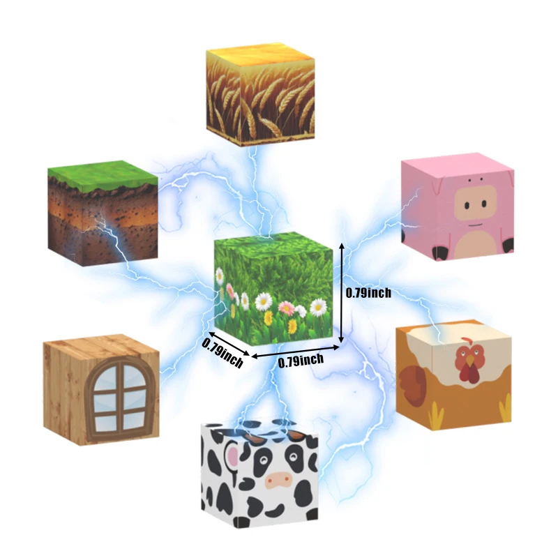 Magnetische bouwstenen Farm Series Kit met lichtbouw Mijn Magneetblokjes Bakstenen DIY STEM Educatief speelgoed voor kinderen Verjaardagscadeau