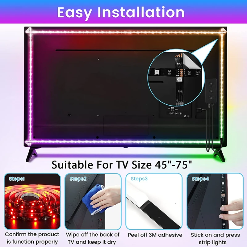 5v ice tv backlight led rgb 5050 luzes de tira cor iluminação para sala controle remoto luz néon decoração natal 1m 5m 10m