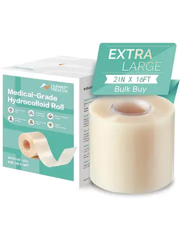 Sanke Rescue Hydrocolloid Roll for Wound Care Cut-to-Size Extra Large Hydrocolloid Patch Bandages Absorbent Waterproof First Aid