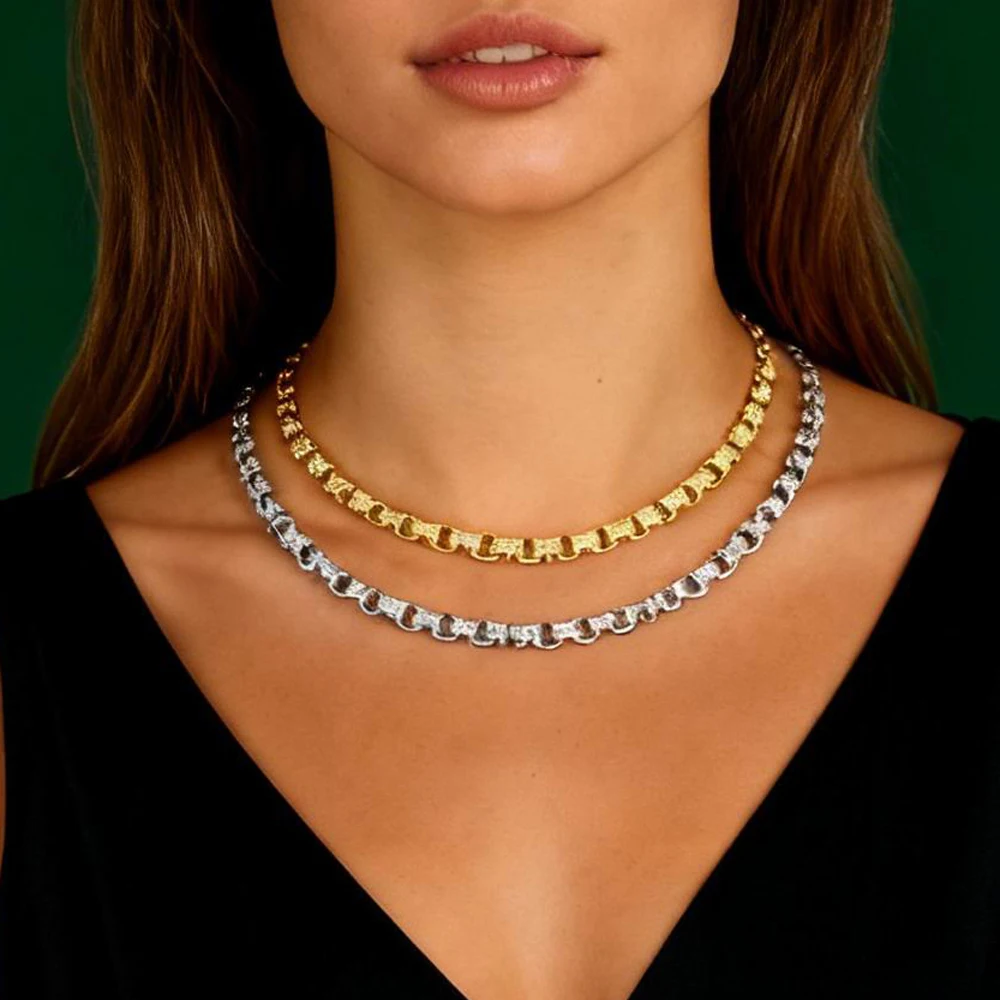 New listing circle interlocking double-row boutique shiny zircon chain bracelet fashion ladies necklace luxury jewelry.